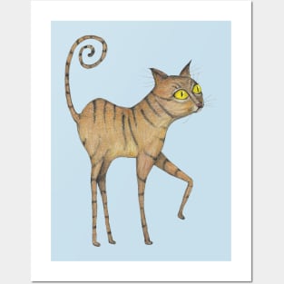 Long legged cat Posters and Art